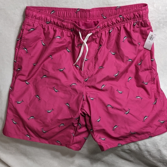 NWT Old Navy Men's Pink Swim Trunks, Size Large Tall - Picture 1 of 9